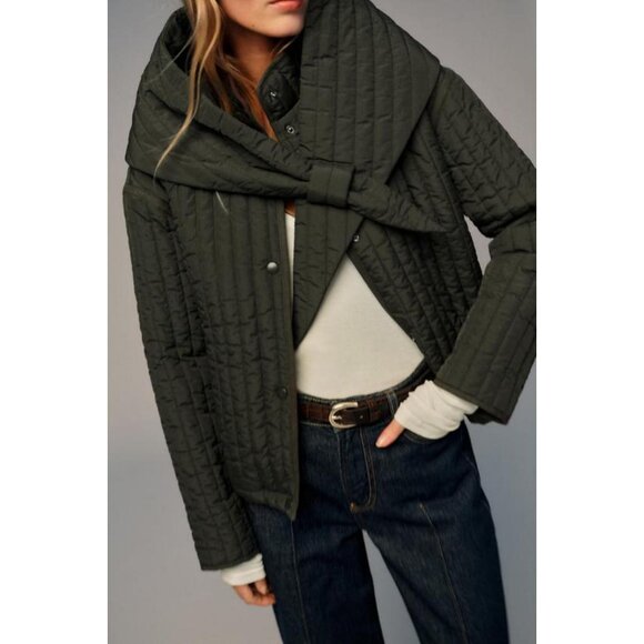 ZARA PUFFER JACKET WITH DETACHABLE SCARF - Picture 4 of 10